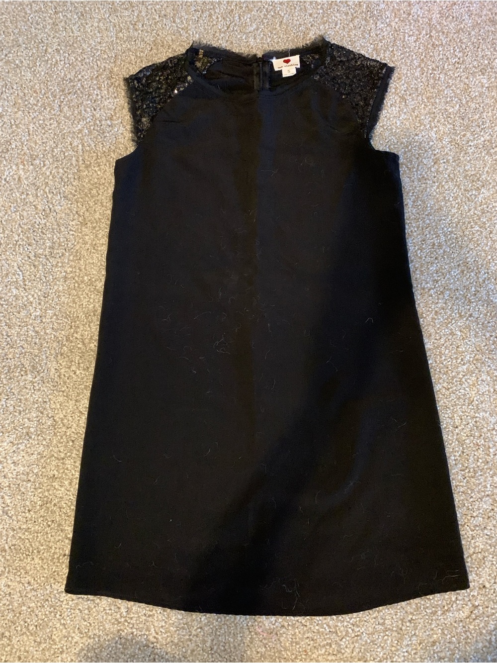 one clothing Black A-Line Dress with Sequin Cap Sleeves